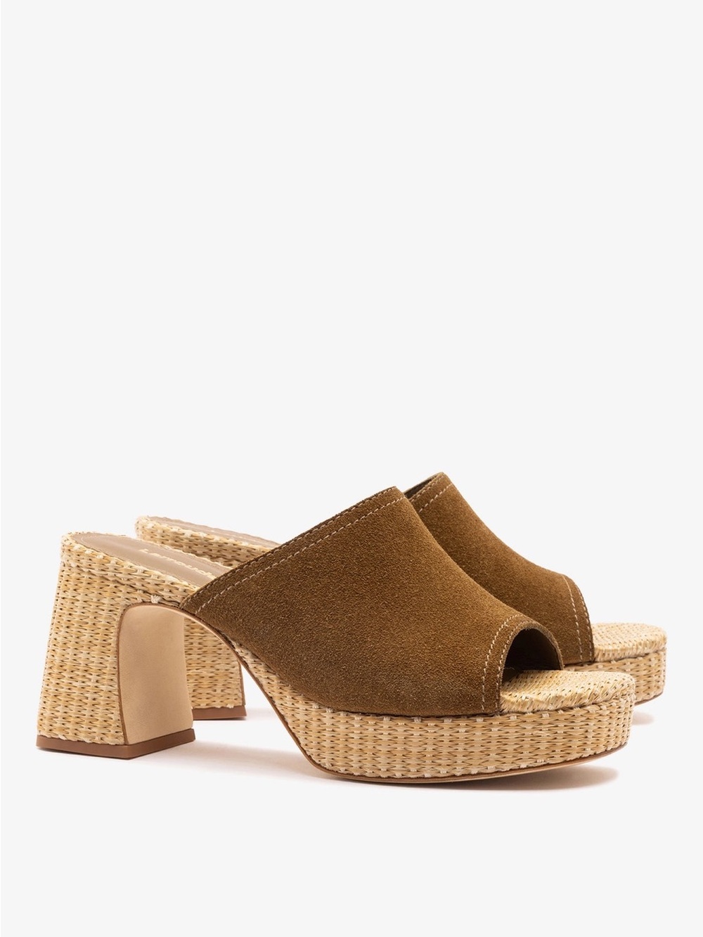 Larroudé Dolly Low Mule in Russet Suede
